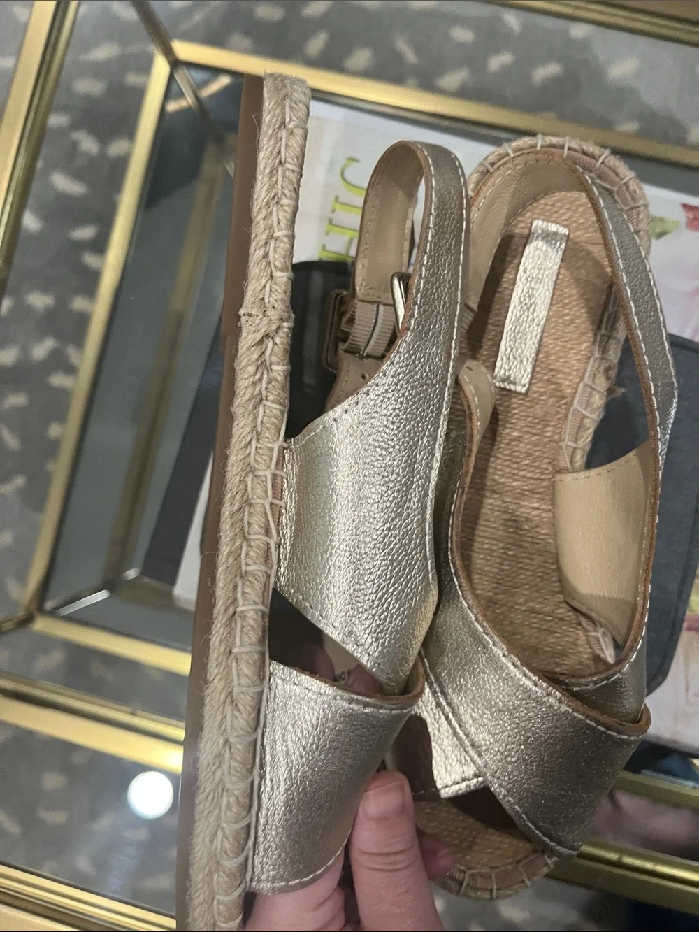 Pour La Victoire Metallic Gold Women's Slingback Espadrille Sandals